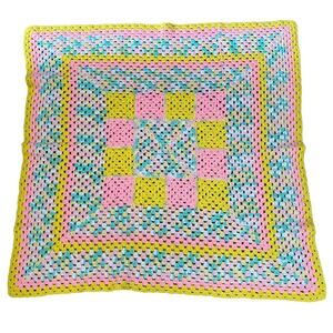 Crochet Baby Blanket  Granny Square Pastel Unisex